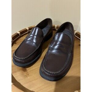 MEN'S ROCKPORT HAND SEWN LEATHER BROWN PENNY LOAFER SIZE 8.5M SHOES